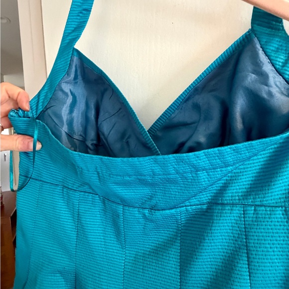 Vintage Moschino Blue Halter Dress sweetheart fit flare sz 4 w pockets - Picture 9 of 10